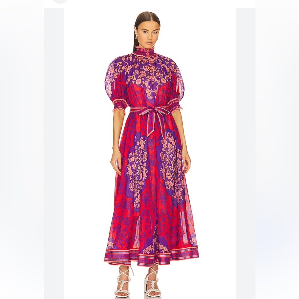 Elegant Purple and Red Floral Dress